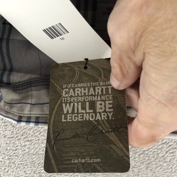 NWT Carhartt Mens Work Shirt XL Plaid Short Sleeve Button-Up Outdoors Gray - Picture 8 of 16